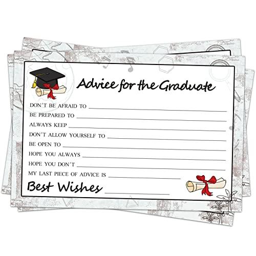 Fibevon Graduation Wish & Advice Cards - 50PCs Graduate Party Supplies Advice Card for Class of 2025 Graduations Party, Graduation Favors Cardes for High School/College/Senior School, Pack of 2