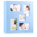 Ywlake Baby Photo Album 4x6 1000 Pocket Pictures, Leather Large Capacity Newborn Shower Boy Bebe Album Holds 1000 Horizontal Vertical Photos Blue