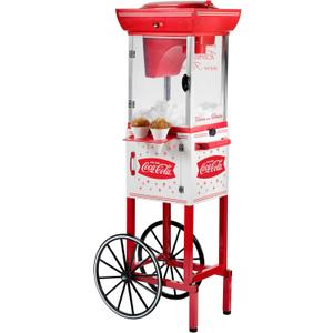 Nostalgia Coca-Cola 48-Inch Tall Snow Cone Cart, Makes 48 Icy Treats, Includes Metal Scoop, Storage Compartment, Wheels For Easy Mobility  Coke Red