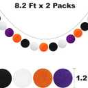 3 x GCQQ 2Packs Pompom Garland Black Orange Purple White 1.2" Large 60 Pom Pom Felt Ball Garlands 16.4Ft No DIY Halloween Garlands for Home School Fall Party Decor