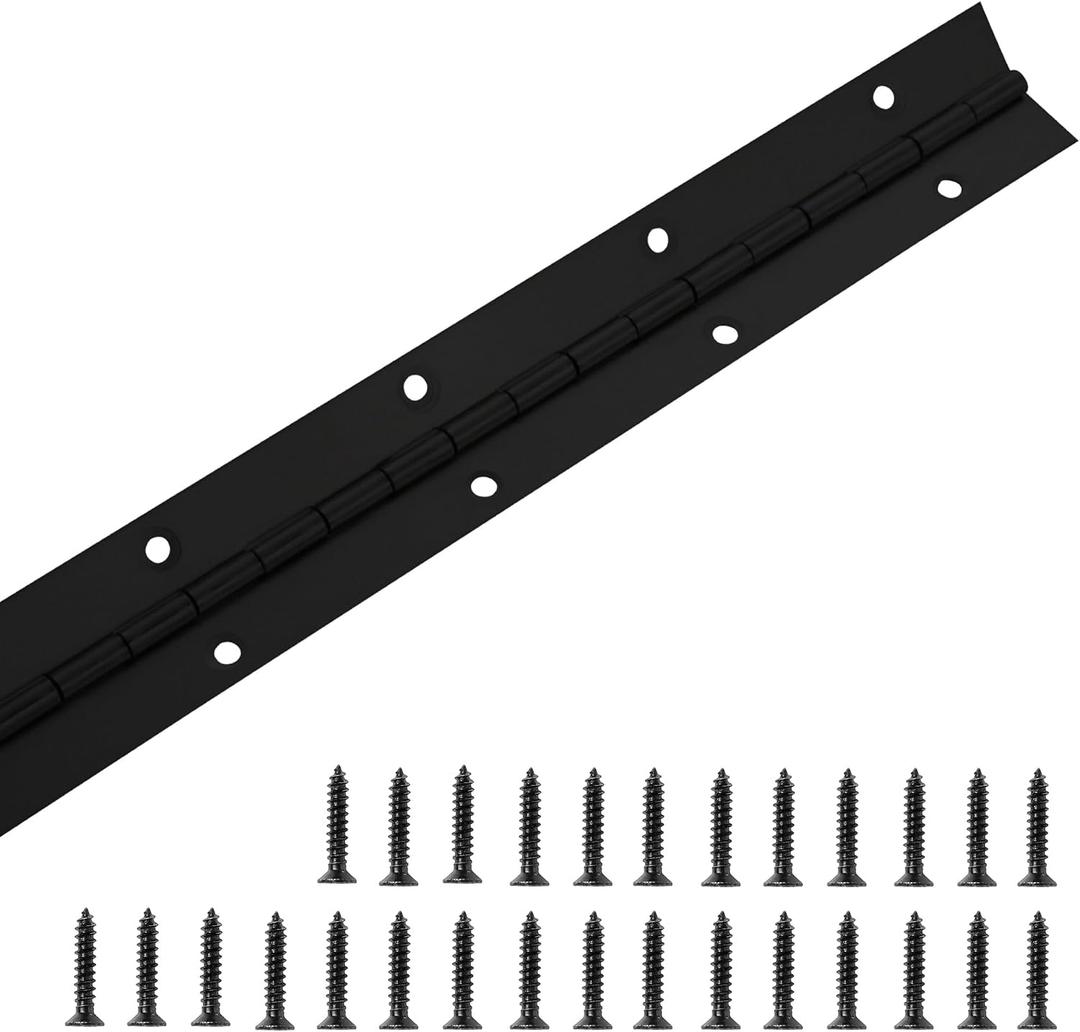 Piano Hinge 36 Inch x 1.2 Inch Heavy Duty Stainless Steel Black Continuous & Piano Hinges for Cabinets Boat Marine Door, 0.04" Leaf Thickness 1.2'' Open Width