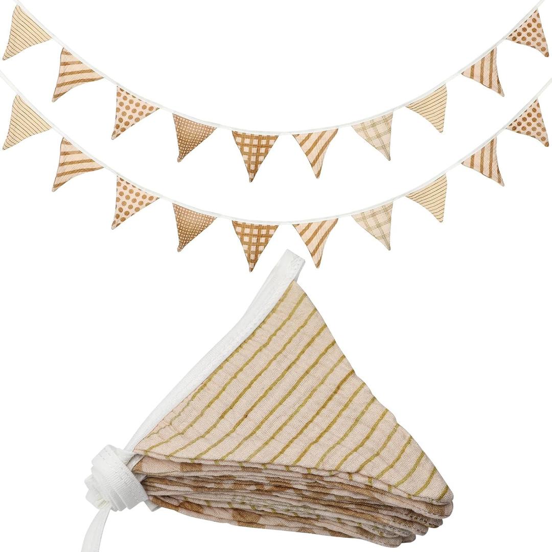 Oudain 15.5 ft Pennant Banner Flags, 2 Pcs Nursery Garland Triangle Bunting Flag Baby Banner for Nursery Decor Baby Birthday Boho Wedding Shower Party Event, Each 7.75 ft(Vivid Color)