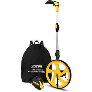 Zozen Measuring Wheel in Feet and Inches, Mechanical/Double Collapsible/One Key to Reset/Kickstand to Keep Stand/Starting Point Arrow and Cloth Carrying Bag, 0-9,999 Ft Measure Wheel, 12Inch