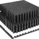 0.79in Extra-Thick 48 Sq Ft Exercise Equipment Mats, 12 Tiles Rubber Top EVA Foam Workout Mats, Interlocking Gym Flooring for Home Gym, 24 x 24in, Black & White