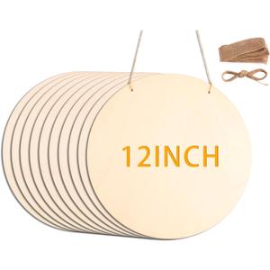 10Pcs 12 Inch Wood Circles for Crafts, Unfinished Wood Rounds, DIY Wooden Projects, Wood Burning, Painting, Valentines Day Decor DIY Crafts Gifts