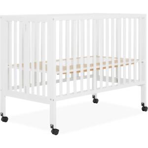 Dream On Me Quinn Full-Size Portable Baby Crib in White, GreenGuard Gold & BSA, Patented Quick Fold System, Adjustable Mattress Support, Heavy-Duty Wheels, Compact Design, Safe Sleep Assurance