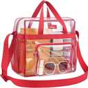 MAY TREE Clear Bag for Stadium Events 12612 Clear Tote Lunch Bag with Reinforced Straps for Work and Sporting Events, Red