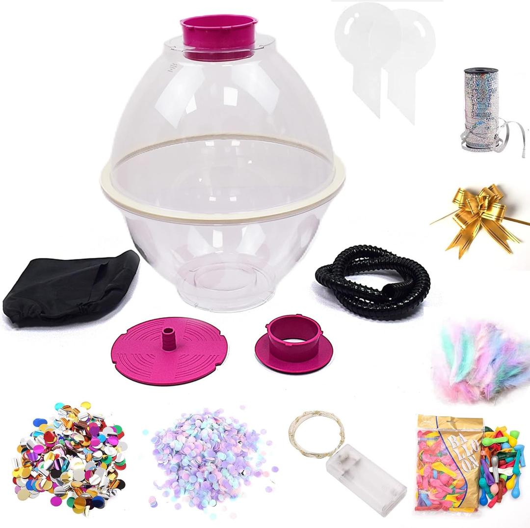 Balloon Stuffing Machine Stuffer Machine Kit Balloon Flower Bouquet Filling Port with LED Lights Small Balloons Sequin