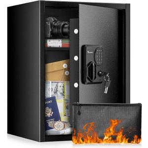 Bonsaii 1.8 Cubic Feet Security Home Safe with Digital Keypad & Fireproof Bag, Fire-Resistant Security Box for Jewelry, Cash, Guns | Fireproof Document Safe (14.2"x12.99"x19.7") (1.8 cu.ft. (Fireproof))