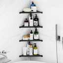 Fikoksol Shower Caddy, 4 Pack Bathroom Corner Shelf, Triangle Shelf Storage for Bathroom Shower, Black Metal Shower Shelf & Rustproof Wall Mounted Adhesive Shower Organizer Accessories and Essentials