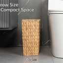 Coeusy 3 Gallon Wicker Trash Can,Small Bathroom Trash Can with Lid,Natural Water Hyacinth Wicker Waste Basket for Bedroom,Toilet,Narrow Garbage Can with Removable Liner