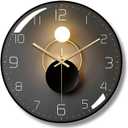 ErgoCar Silent Modern Art Deco Metallic Wall Clock - Non-Ticking & Suitable for Living Room & Bedroom (Black Frame-a)