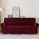 Stretch Sofa Covers for 3 Cushion Couch, Sofa Covers for Pets Washable Sofa Protector, 3 Seat Couch Slipcover with Non-Slip Elastic Bottom for Dogs (Sofa 73"-85", Burgundy)
