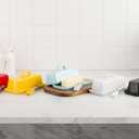 Ceramic Butter Dish Set with Lid and Knife - [Yellow]- Decorative Butter Stick Holder with Handle for 1 Stick of Butter - Microwave Safe, Dishwasher Safe - Anti-Scratch Stickers Included