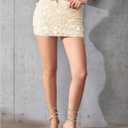 MakeMeChic Women's Sparkly Sequin Mini Skirt Y2k Low Rise Glitter Rave Micro Skirt with Shorts Underneath (Gold, S)
