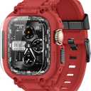 amBand Bands Case Screen Protector Compatible with Apple Watch Ultra 3/2/1 49mm, M1 Sport Series Rugged Cover Strap and 9H Tempered Glass Film, Protective Bumper for iWatch 49 mm Men - Mars Red