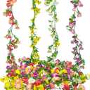 CISDUEO 4 Pcs Artificial Daisy Flowers Vine Silk Flower Garland for Mantle Colorful Fake Flower Vine Hanging Ivy with Daisy Flowers for Wall Party Wedding Arch Indoor Home Decor Spring Summer Outdoor