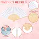 24 Pieces White Hand Held Bamboo Folding Fans Paper Fans Handheld for Women Foldable Girls Wedding Decoration Church Home Party Favors Summer