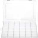 Gospire 36 Grids Clear Plastic Jewelry Box Organizer Storage Container with Removable Dividers (36 Grids - Clear) (2 Pack)