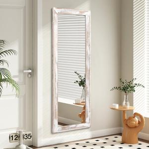 AAZZKANG Wall Mirror Full Length Rustic Wood Framed Large 43"x14"