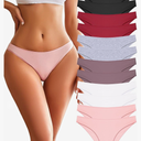FINETOO 12 Pack Cotton Underwear for Women Cute Low Rise Bikini Panties High Cut Breathable Sexy Hipster Womens Cheeky L