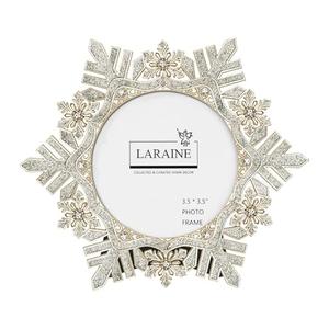 LARAINE 3.5 inch 2025 Picture Photo Frame Snowflake Metal High Definition Glass Display Pictures for Tabletop Christmas Home Decorative Holiday Gift (Snowflake (Gold&White))
