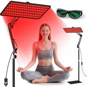 Morfone Red Light Therapy for Body & Face - Infrared Light Therapy Lamp 660nm, 850nm, 940nm Tri-Wavelength LED Beads Panel with Height Adjustable Stand for Home Use, Gift for Women Girls