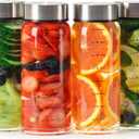 16oz Glass Juice Bottles  4 Pack Reusable Wide Mouth Bottles with Stainless Steel Lids & Cleaning Brush, BPA-Free Water Bottles for Juicing, Smoothies, Milk, and Protein (480ml)