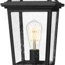 zeyu 16.5 Inch Outdoor Post Light, Exterior Lamp Post Light Fixture for Patio Yard, Die-Cast Aluminum with Seeded Glass Shade, Black Finish, ZX58MP BK