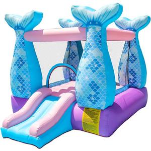 Doctor Dolphin Bounce House Inflatable Mermaid Bouncy Castle House with Air Blower for Kids Party