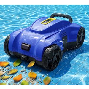 LanOcean Cordless Automatic Pool Cleaner Robot, Efficient Pool Vacuum Robot w/Self-Parking, 120Min Runtime, Auto Debris Removal, Ideal for Daily Maintenance of Flat Above Ground & Inground Pools-Blue
