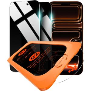 OMOTON Privacy Screen Protector for iPhone 17 Pro Max [Auto-Align Installation], Tempered Glass with 9H+ Hardness & 12FT Military Grade Shatterproof, 100% Anti-Spy, Full Coverage Protection, 2 Pack