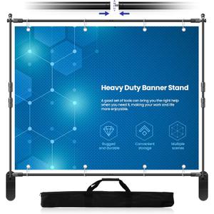 Jiang&Rong 10x8ft Photo Backdrop Stand Kit - Adjustable Telescopic Booth Background Stand with Step and Repeat Frame for Professional Photography, Trade Shows, Events