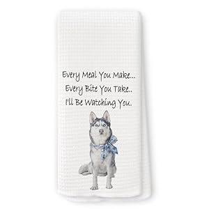 QZQE Funny Chinoiserie Siberian Husky Kitchen Towels, Siberian Husky Gifts Dish Tea Towels for Kitchen, Dog Mom Dad Lovers Owner Gifts Decorative Hand Towel 16x24 Inch