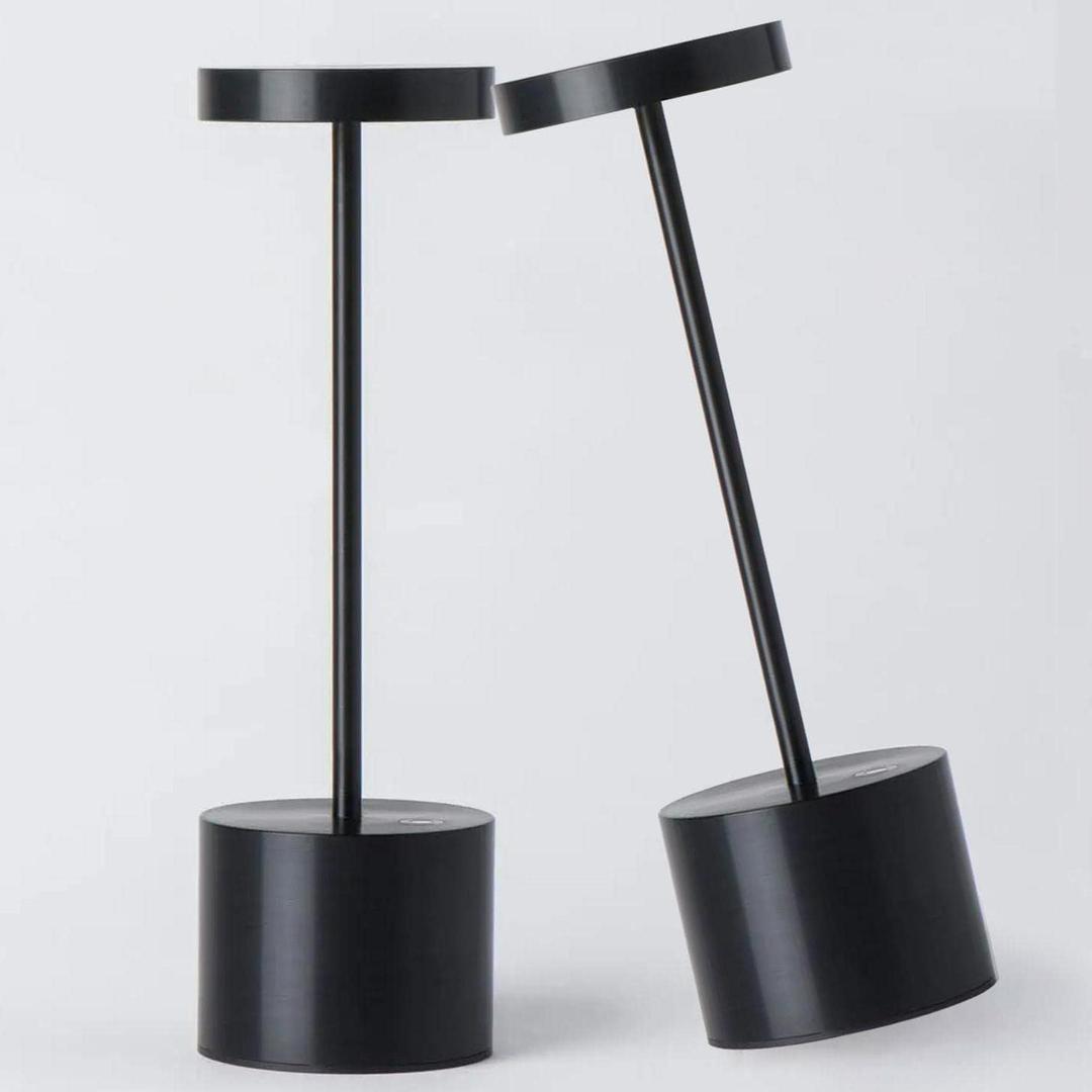 2Pack Cordless Table Lamp, Rechargeable LED Battery 5000mAh Metal USB Portable Powered Desk Lamp, 3 Levels Brightness Light for Restaurants Outdoor (2pack 10.25in Black)