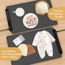 Food Warming Mat Electric Tray: Adjustable Silicone Heating Pad with 3 Temperature Settings 4 Timer Function Portable Roll Up Hot Plate for Buffets Party Gatherings Kitchen Countertop Black Gray