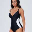 SUUKSESS Women Slimming Tummy Control One Piece Swimsuit Sexy Bathing Suit (Black, Large)