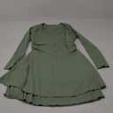 Kaximil Women's Square Neck Ruffle Hem Mini Dress Ruched Waist Long Sleeve Corset Short Party Dresses (X-Large, Pea Green)