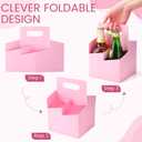 Jetec 50 Pcs 4 Cup Drink Carrier with Handle, Kraft Paperboard Beer Carrier, Disposable Drink Holder for Hot or Cold Drinks, 12-16 oz Bottle Holder for Food Delivery Beverages (Pink)