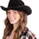Kangaroo -Cowboy Hat for Women & Men with Pull-on Closure, Costume Party Perfectly Fits as Adults Cowgirl (Black)