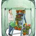 Porayhut Pop Up Greenhouse Tent,Portable X-Large Walk-in Flower House ,Indoor Outdoor Gardening Plant Sunshine Room with PE Mesh Cloth Cover for Protecting Plant from Cold Frost & Birds