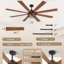 72 Inch Ceiling Fans with Lights, Farmhouse Ceiling Fan with Lights and Remote, Dual Finish 8 Blades Black Caged Rustic Ceiling Fans with 6 Speed Reversible Motor for Indoor/Covered Outdoor