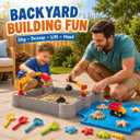 Excavator Sandbox with Lid, 2 Diggers, Dump Truck & Sand Toys, Sandbox without Umbrella