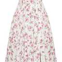 Floral Corset Dress for Women 2025 Summer Flowy Square Neck Milkmaid Dress (White Pink Floral, XXL)