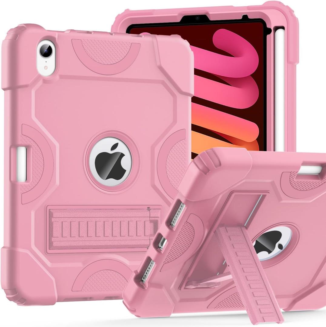 Cantis Case for iPad mini 7 A17 Pro 2024/ iPad mini 6 2021 8.3 Inch, Heavy Duty Shockproof Cover for iPad mini 7th/ 6th Generation 8.3" with Pencil Holder, Rose Gold