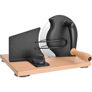 SOWKIPE Manual Bread Slicer with Hand Crank, Classic Home Bread Slicer for Homemade Sourdough, Rotary Slicer with Adjustable Thickness, Premium Stainless Steel & Powerful Suction Cups (Black)
