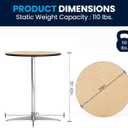Flash Furniture Lars 24" Round Wood Cocktail Table with 30" and 42" Adjustable Columns, Adjustable Bar Height, for Events or Home Use