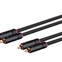 Monoprice Male RCA Two Channel Stereo Audio Cable - Gold Plated Connectors, Double Shielded, 6 Feet, Black - Onix Series