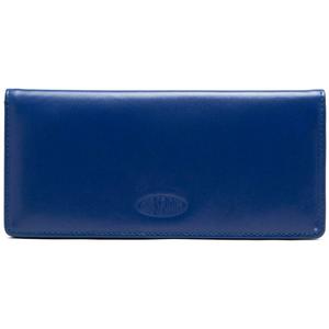 Big Skinny Women's Executive Leather Bi-Fold Checkbook Slim Wallet, Holds Up to 40 Cards, Blue