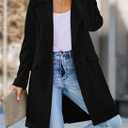 PRETTYGARDEN Women's 2026 Spring Fall Long Blazer Jackets Long Sleeve Lapel Pockets Loose Fit Work Casual Blazers Outerwear (Black, XXL)